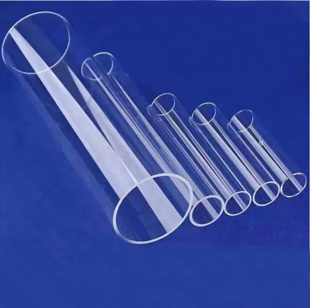 Сделанный на заказ кварцевый камень, большой диаметр, прозрачный, устойчивый к высоким температурам, трубка из боросиликатного кварцевого стекла