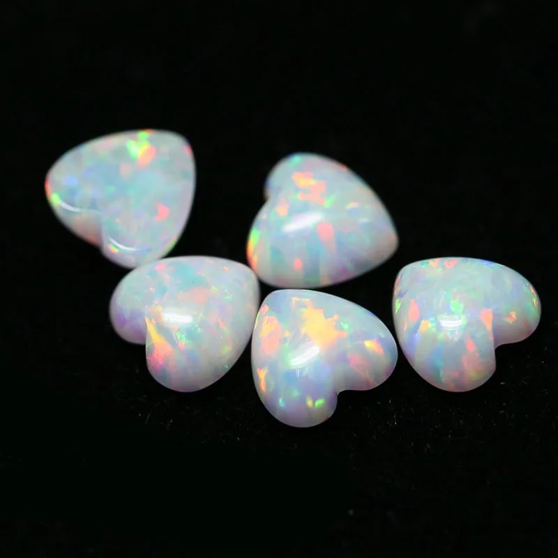 Wholesale Heart Shape Cabochon Loose Gemstones Created Opal Factory Price Of OP17 White Synthetic Opal