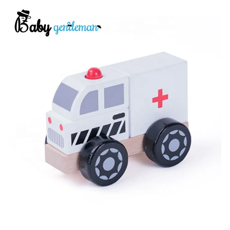 2023 Top sale playing wooden police car toy mini vehicle model for kids Z04434A