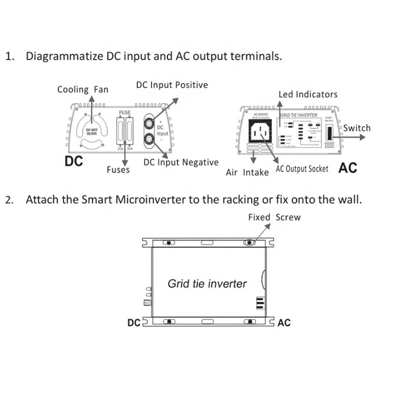 600W Solar Grid Tie Inverter MPPT Pure Sine Wave 10.5-28V or 22-60VDC to 110V or 230VAC Inverters for Solar Panel