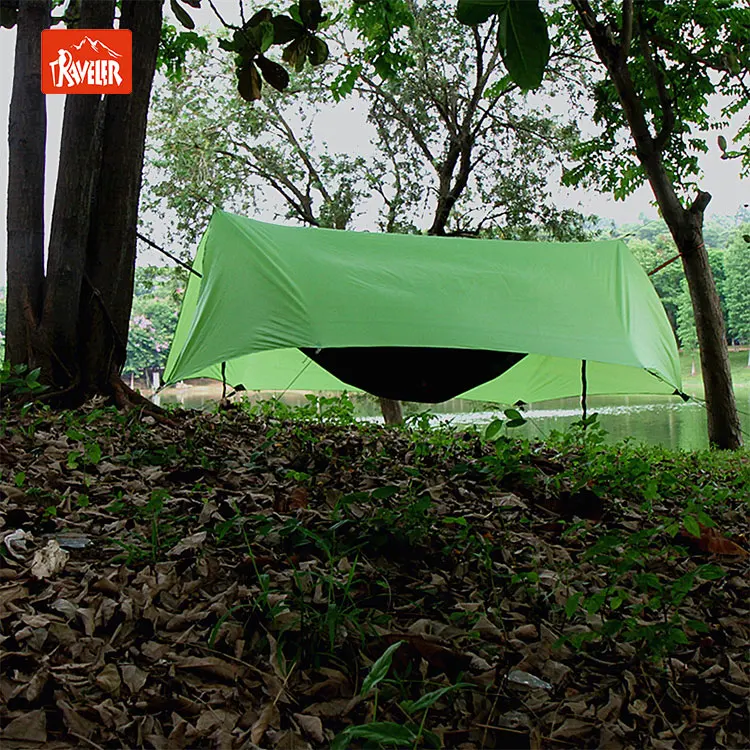 Combo set portable camping hammock with mosquito net and rain fly tarp for outdoor camping