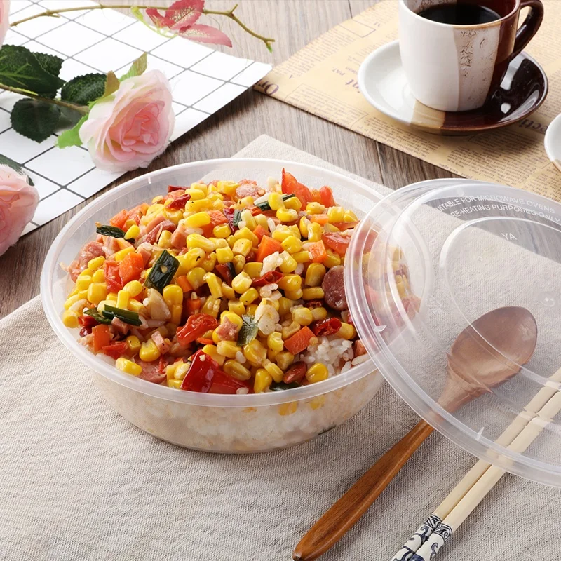 25oz/725ml Microwavable Disposable Plastic Container Packing PP Plastic Meal Prep Containers with Clear Lids