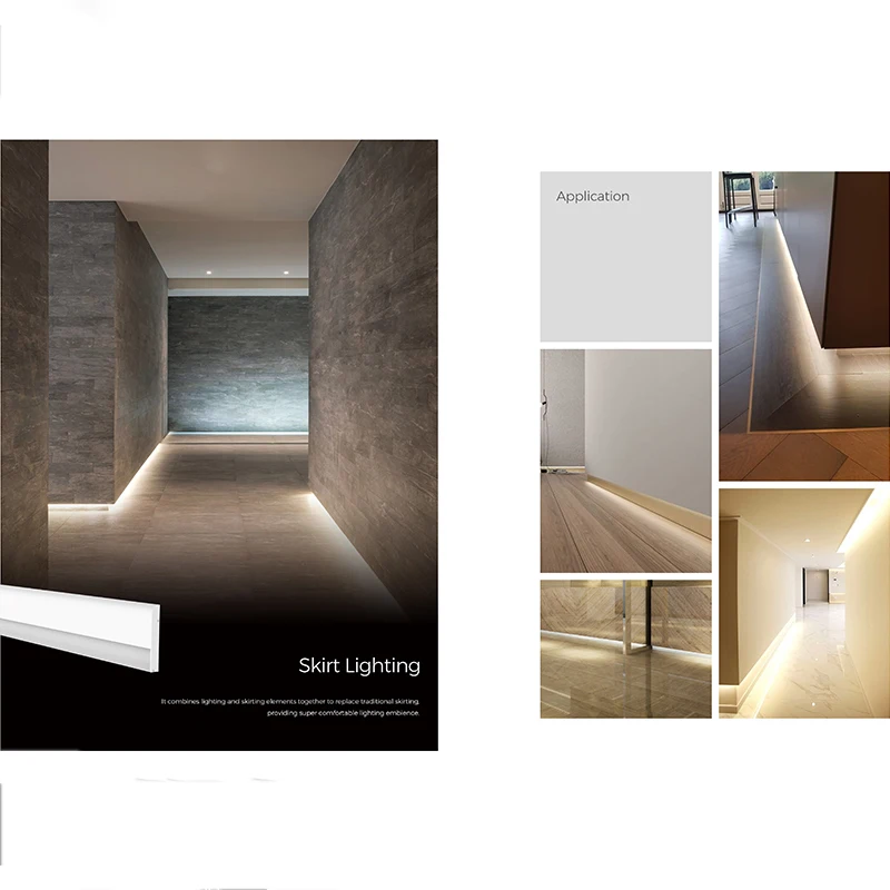 
Hot sale customizable LED skirting board decorative light with light source PC cover aluminum profile led linear light 