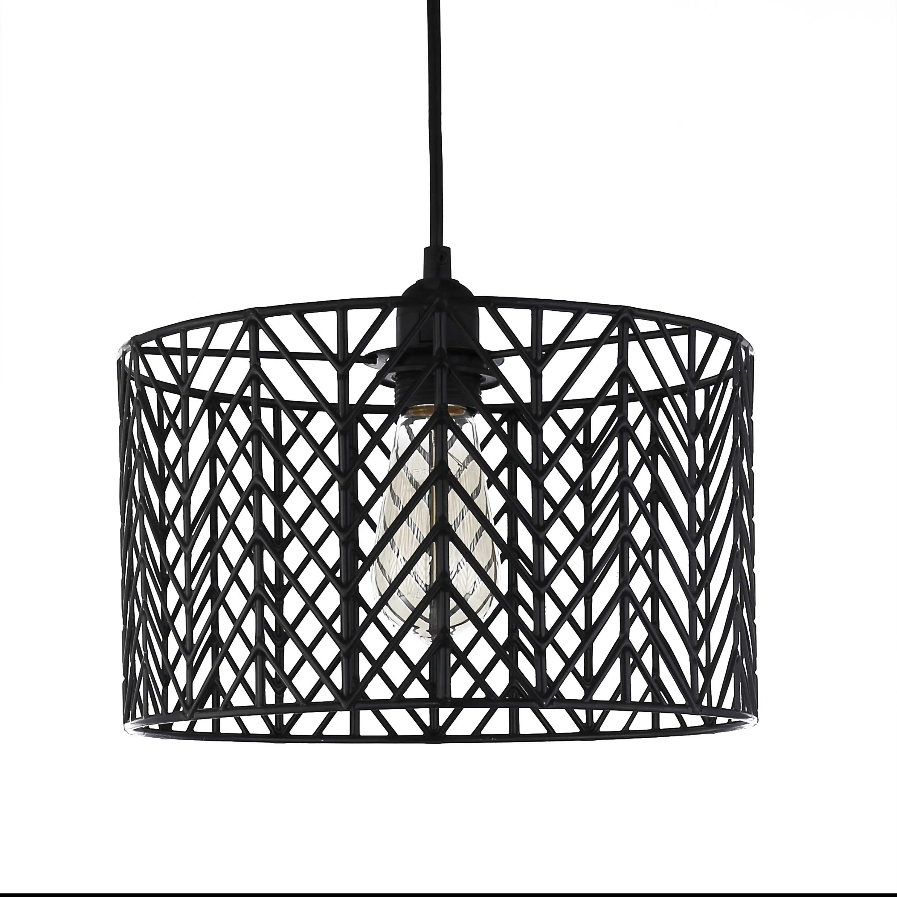 Industrial Weaved Matt Black Metal Shade Pendant Lighting For Home Decor