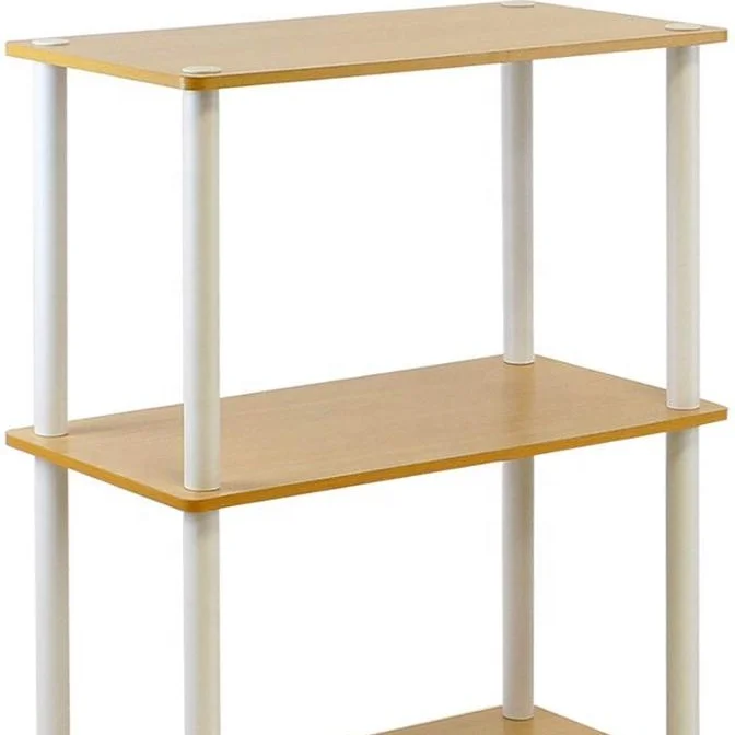Customized round tubes Compact Multipurpose Shelf Display Rack 3-Tier Single Beech/White