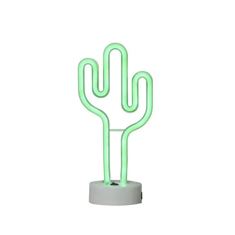 Wholesale USB and Battery Powered Home Decor Green Cactus Portable table sign desktop neon light
