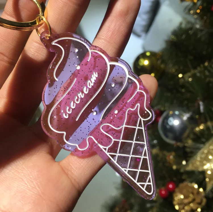 Japanese Korea sweet cake ice cream motel keychain,hot sale custom made diy blank anime charms keychain