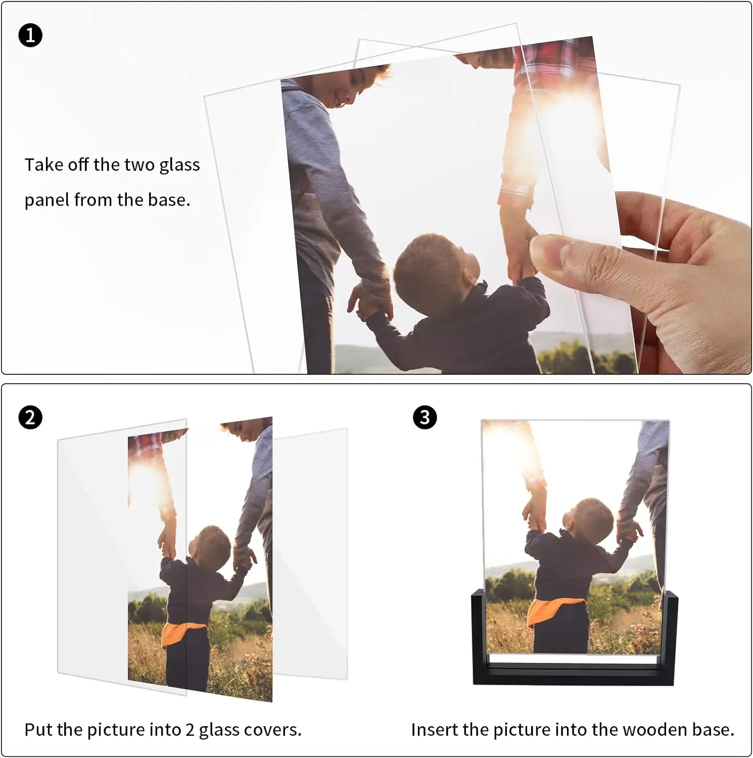 Горячая распродажа акриловая фоторамка подходит для домашнего офиса чтобы разместить оргстекло и деревянную U-образную креативную фоторамку