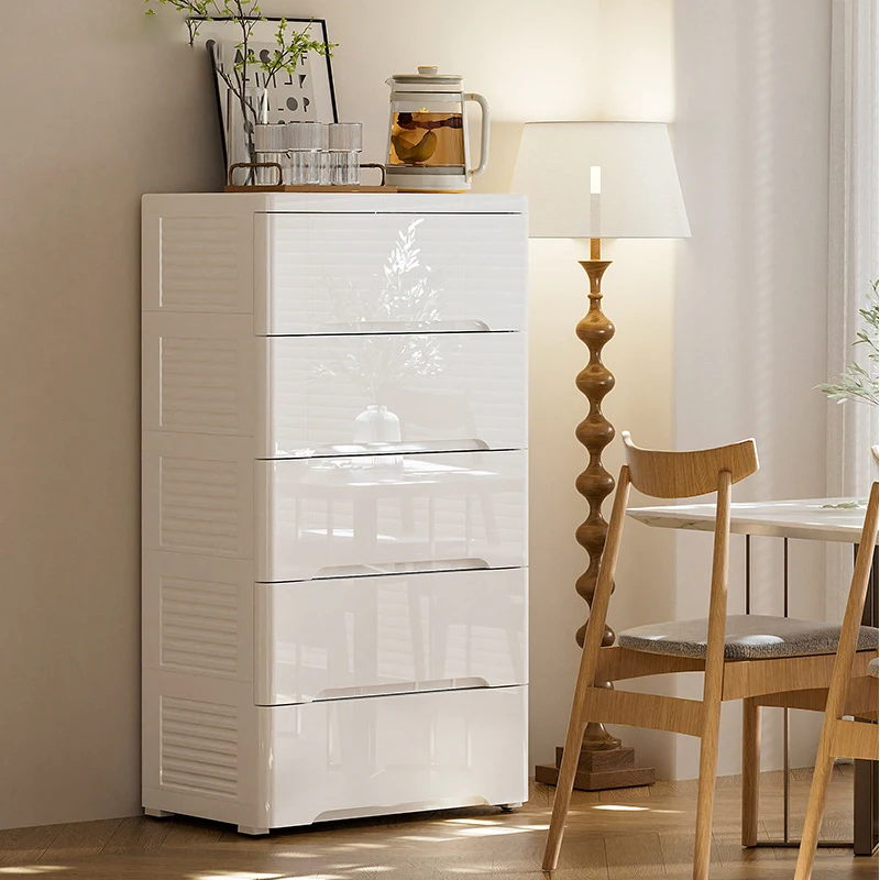 NEW Stylish White 4-Drawer Storage Cabinet, Simple Design Chest for Living Room and Bedroom Organization
