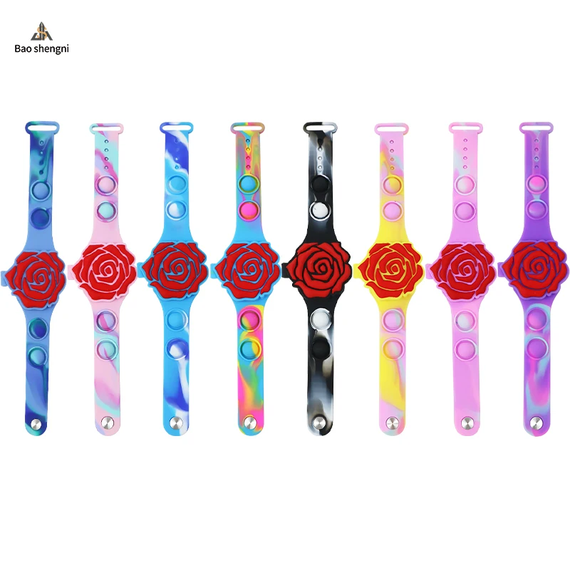 Новые модные детские игрушки подарок Поп часы браслет часы камуфляж пузырь цифровые часы для детей