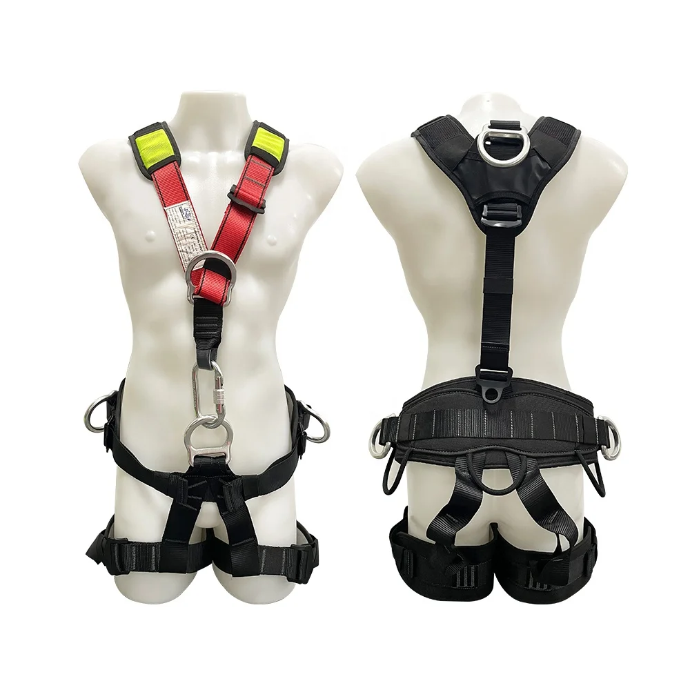 Fall Prevention Roofer Construction Scaffolding PPE Safety Rope Harness Adjustable Aluminium Buckle Full Body Safety Belt