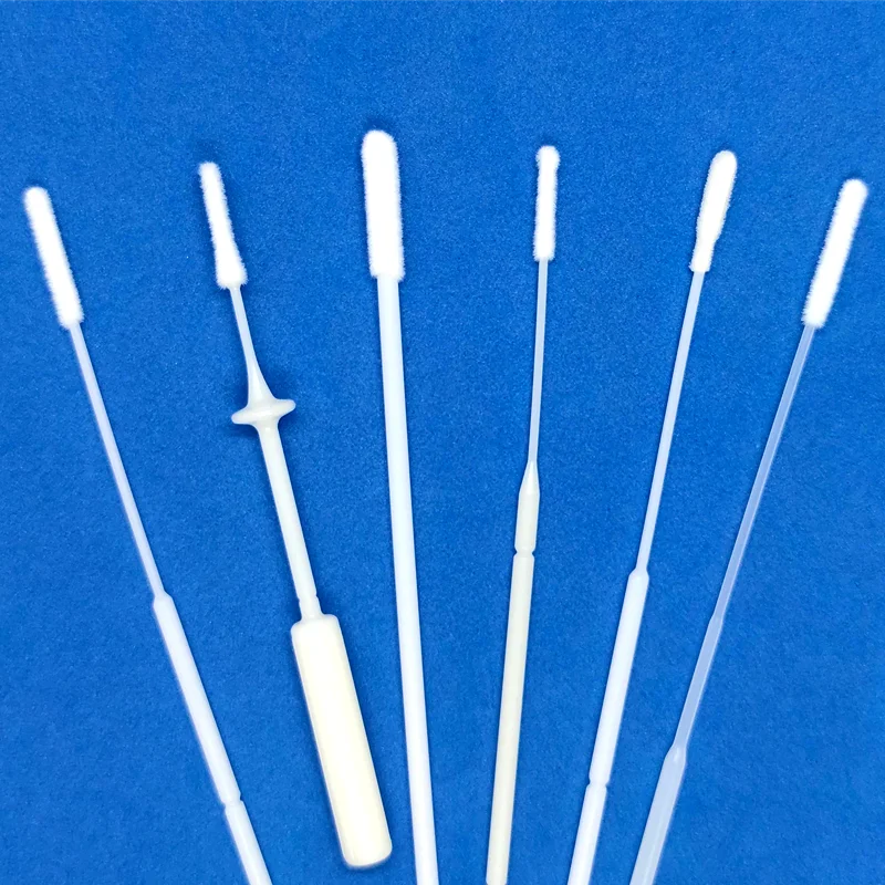 Medical  DNA Specimen Collection Sterile Nasopharyngeal Nylon Flocking Swab For Flu Rhinitis Respiratory Tract Infection Testing