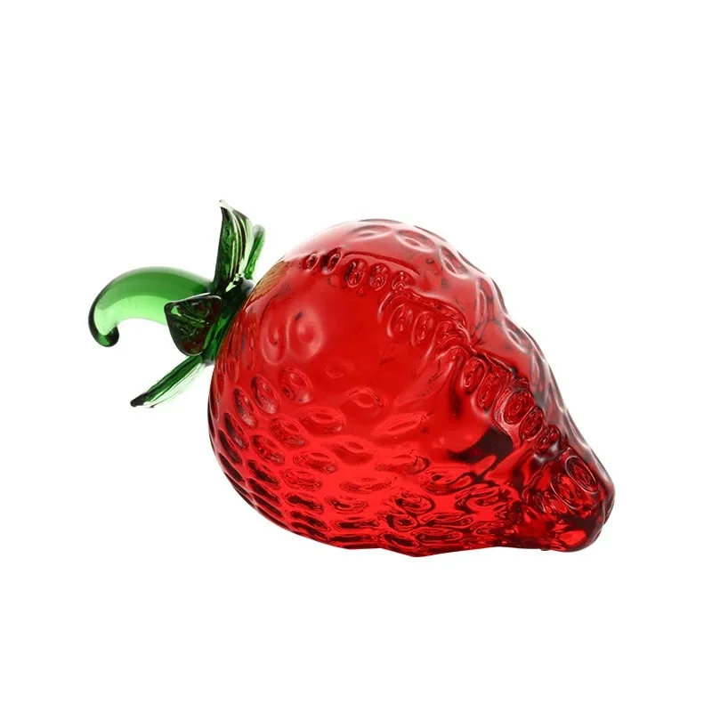 Adorable Crystal Strawberry Figurines Glass Fruit Ornament Home Kitchen Bedroom Decor Gift
