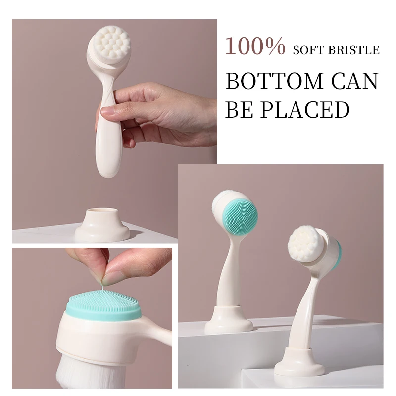 Meilamei Double-sided facial cleansing brush face scrubber SLB-C001 skin care exfoliate deep cleaning facial brushes with base