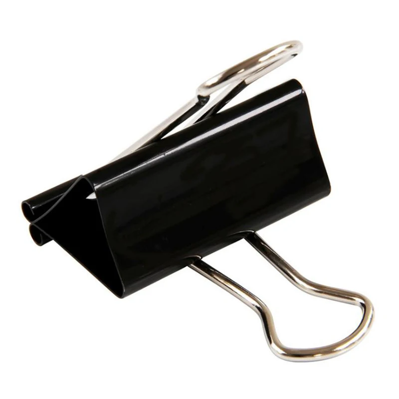 New Metal Paper Clip Fold Metal Binder Clips Black Grip Clamps Paper Document Office School Stationery 19 25 32 41 51mm