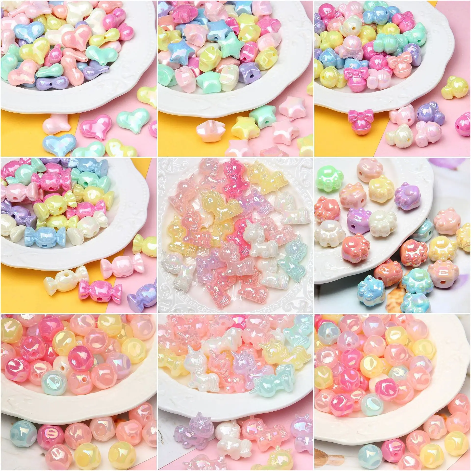 hot-sale product Acrylic Beads  DIY Bracelet Mobile stars Candy Loose Beads Wholesale Acrylic hand drawn beads