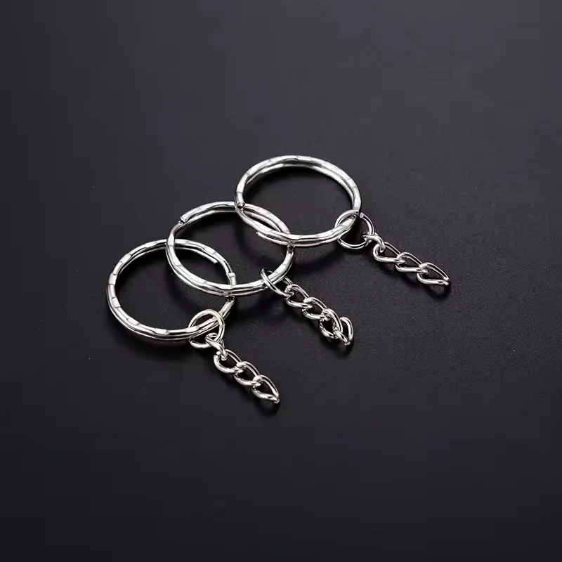 Рекламные никелированные аксессуары металлический брелок DIY Сплит Брелок с 4 звеньями Цепи тиснение кольцо для игрушек
