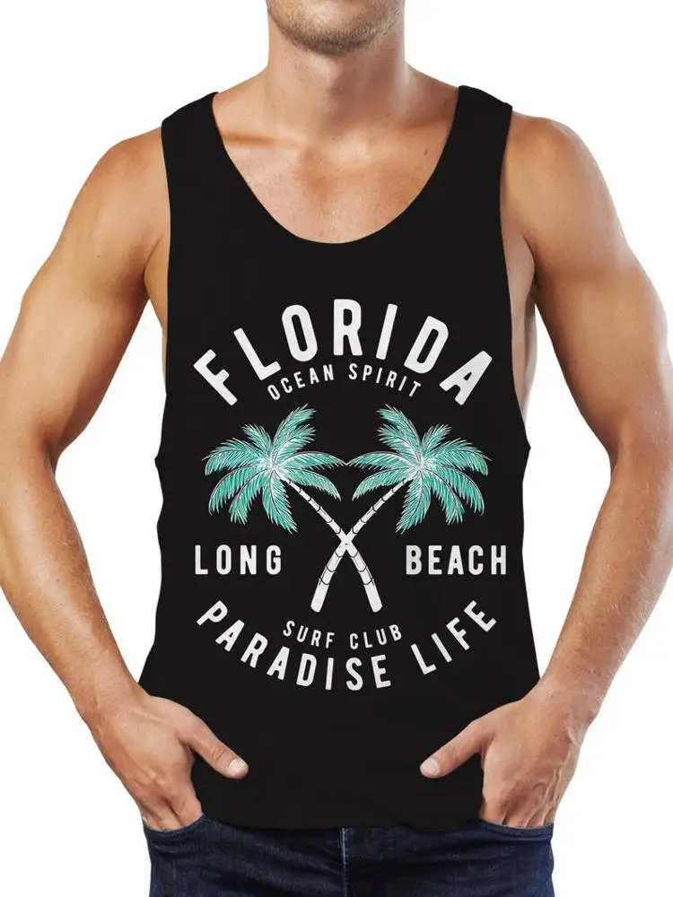Изготовленный На Заказ набивная ткань из paml деревья с О-образным вырезом, летние комплекты с футболками и Флорида с оригинальным изображением тропического пляжа и майка с рисунком футболки для мужчин и женщин