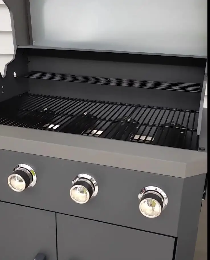 OEM Manufacturing High Temperature Coated Black 3 Burner Barbecue Grill Gas Grill Machine With Side Burner