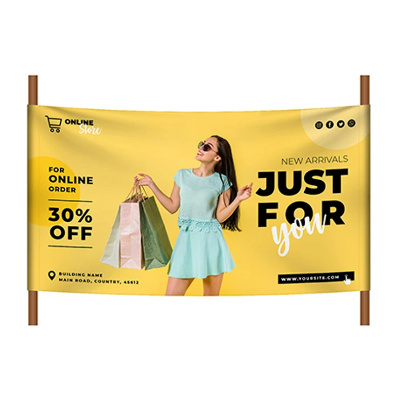 Custom Advertising Banner Pole Pocket Outdoor Hanging Fence Fabric Polyester Banners Sports Cheering Event Business Banner