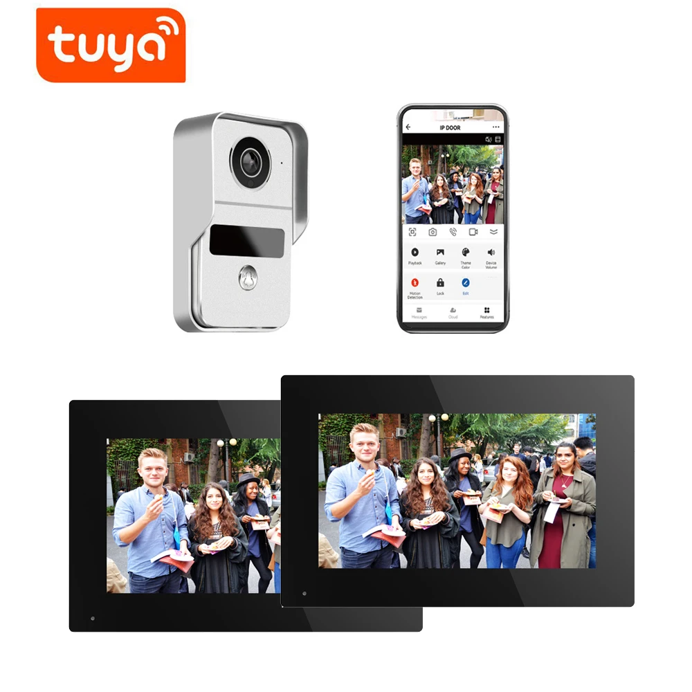 Ip7-1v2 Tuya Smart Access Control System Intercom Door Bell Camera Wifi Doorbell Motion Detection Video Doorbell Touch Screen
