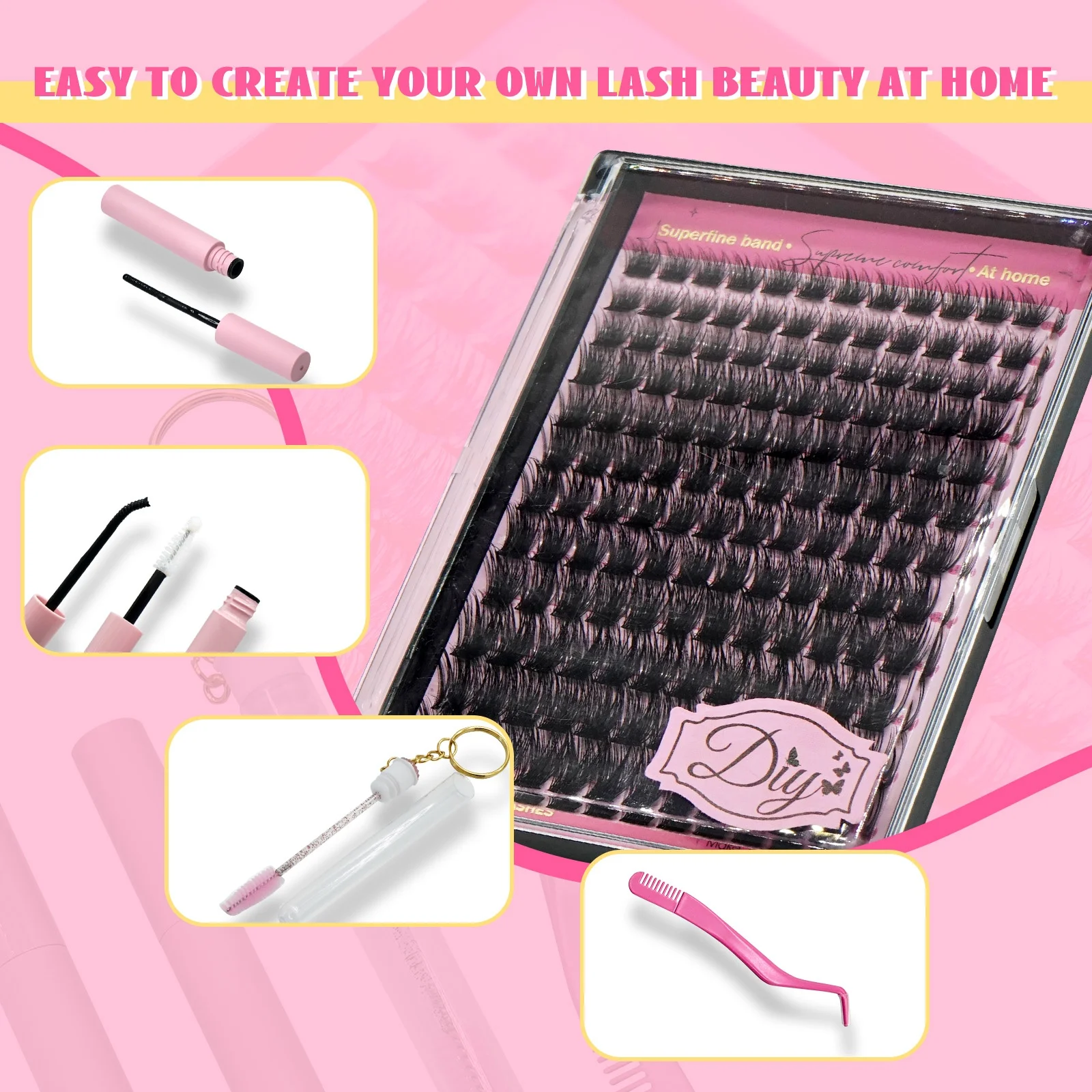 Mix 8-16mm D Curl Lash Clusters Diy Lash Extensions Private Label Individual Lashes Clusters Eyelash Extension