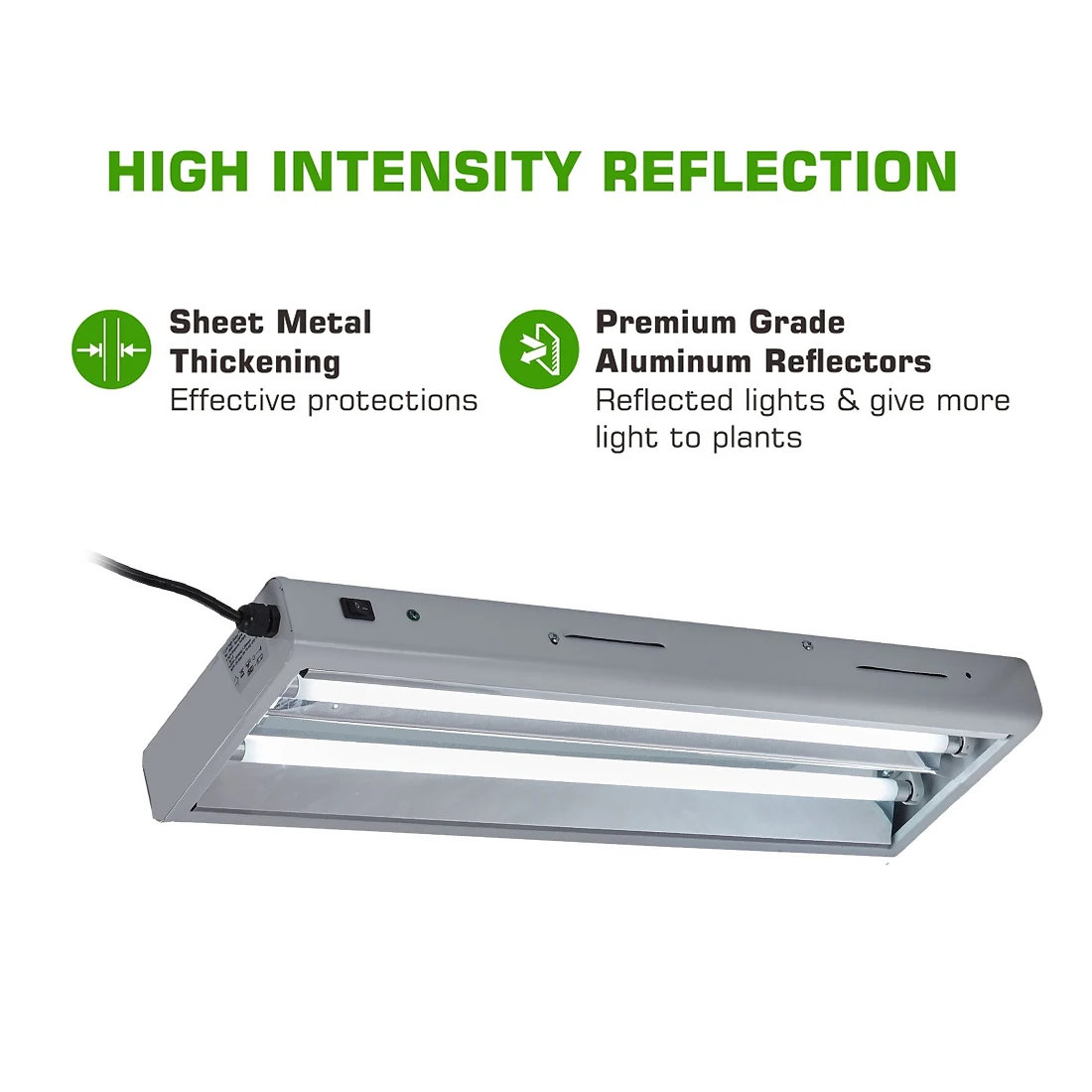 T5 Fluorescent Grow Light 2FT 24W 2-Light Reflector Fixture HO Bulbs Included for  Indoor Plants Growing T5 Grow Lights Fixtures