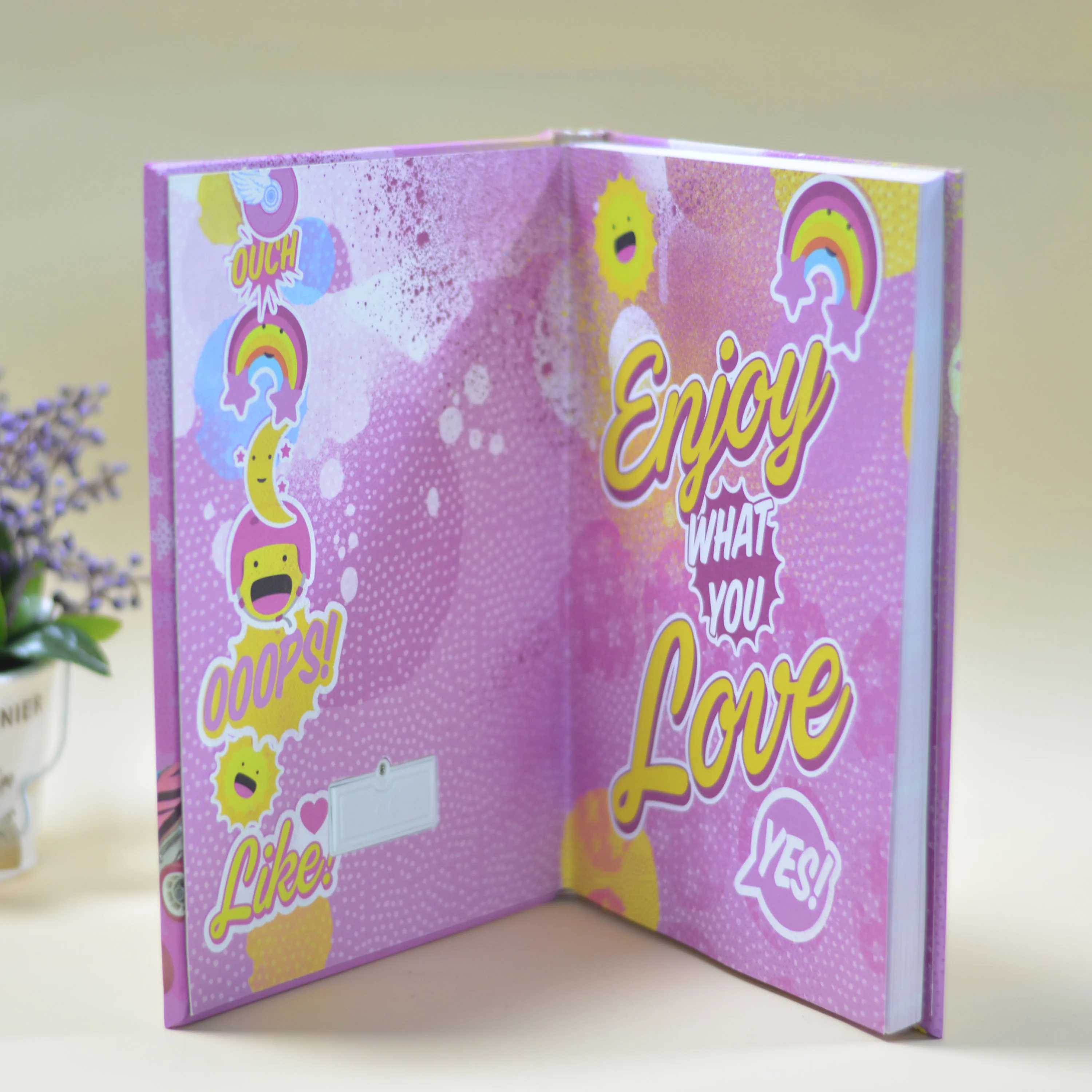 Customized A5 Classic Hardbound Writing Dotted Grid Daily Diary Journal Notebook with lighting