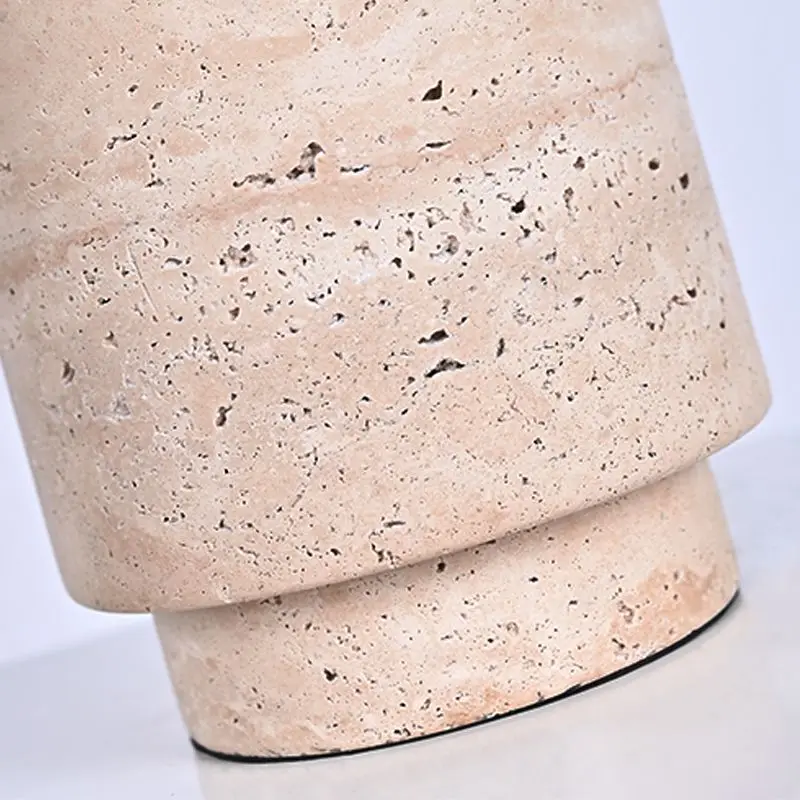 Solid Natural Travertine Stone Base Living Room Bedroom Decorative Metal Lampshade Classic Table Lamp