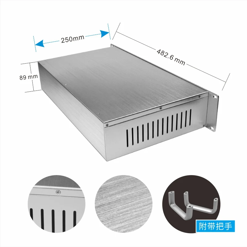 Hongfa Custom rack mount electronic cabinet case aluminum material 19 inch 2u server chassis metal case