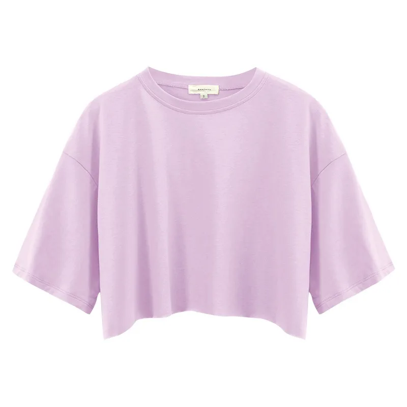 High Quality Combed Cotton U Neck T-Shirt Women Embroidery LOGO Street Wear T Shirt Ladies Cotton Fitted T-Shirts Women clothing