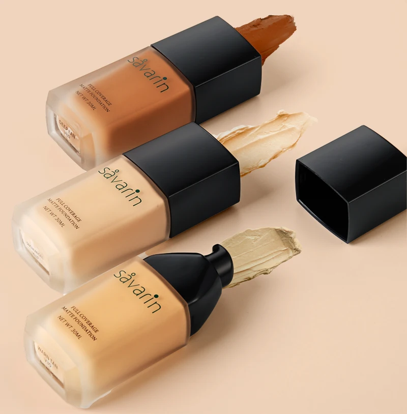 Savarin full coverage waterproof matte liquid foundation for black skin