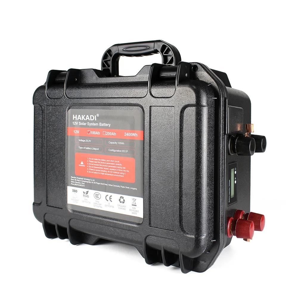 HAKADI Lithium Iron Phosphate 12V 100Ah Rechargeable Battery Pack For Solar System Boat RV EU RU Stock