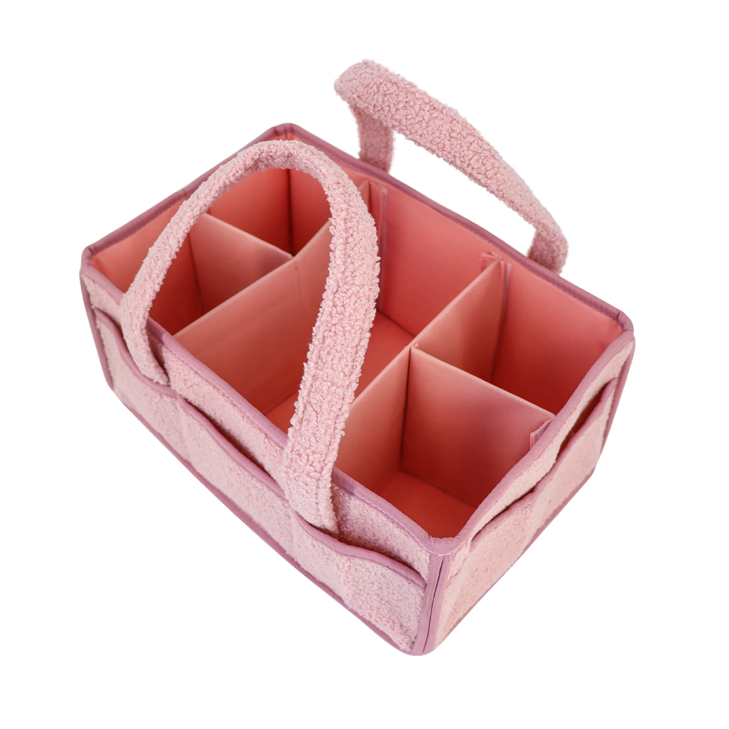 Custom LOGO teddy velvet baby mommy bag caddy organizer nappy storage basket for baby