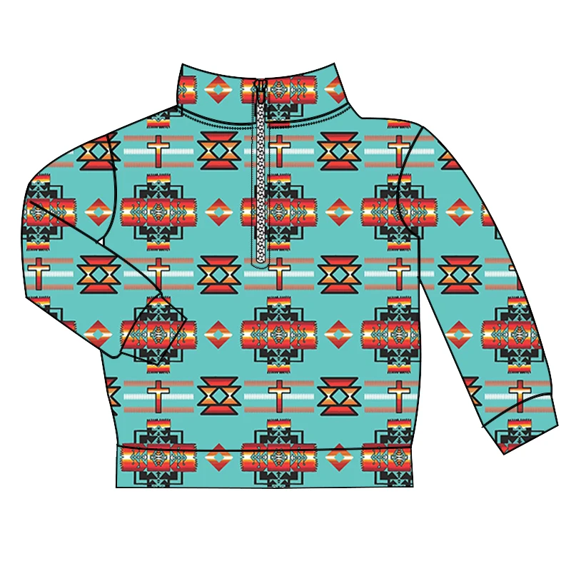 New Arrival Silver Fox Fabric Toddler Boy Girl Jacket Tops Western Winter Long Sleeve Kids Polar Fleece Zipper Sherpa Pullover