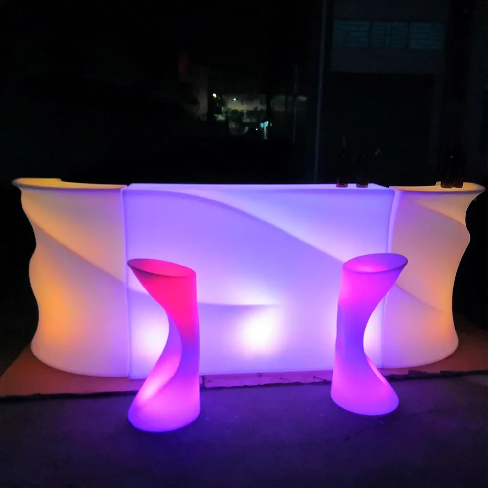 pe plastic glowing  led bar furniture portable mobile counter for events mostrador tienda restaurant bar led shelf