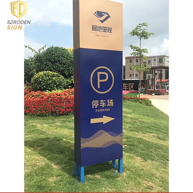 Aluminum Curved Outdoor Free Standing Signage Led Lighting Wayfinding Directional Pylon Sign