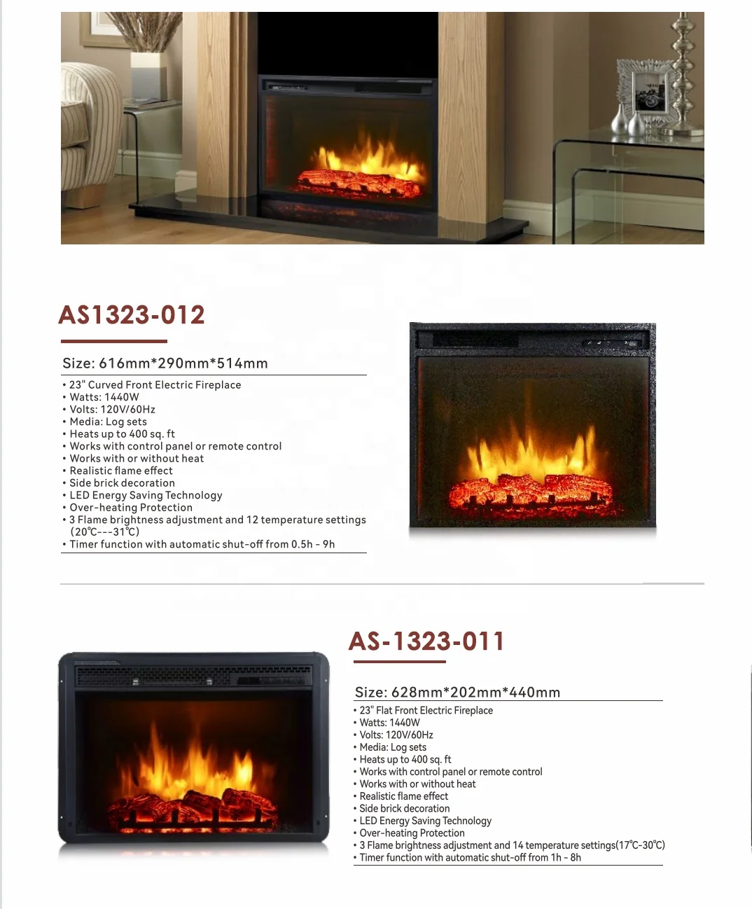 Современный домашний электрический камин, нагреватель, вставка в МДФ, защита от перегрева, камины, 23/26/28 дюймов