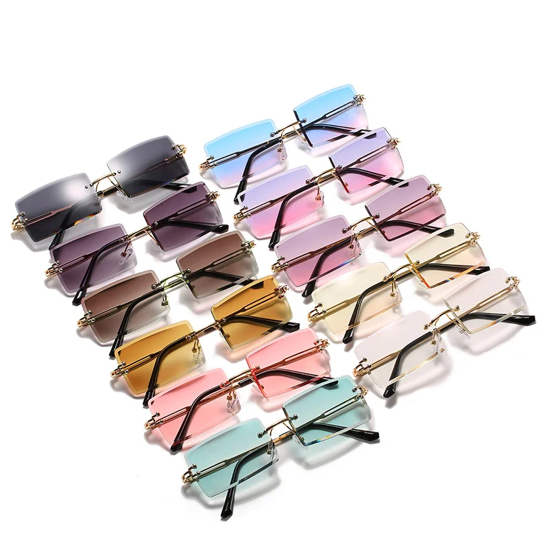 Солнечные очки Lbashades на заказ квадратные солнцезащитные женские модные без оправы 2021 защитные с украшением для глаз UV400 LBA оттенки из