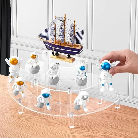 2-Pack Clear Acrylic 3-Tier Cupcake Stand Semicircle round Display Rack for Pop Figures Dessert Table Showcase Set