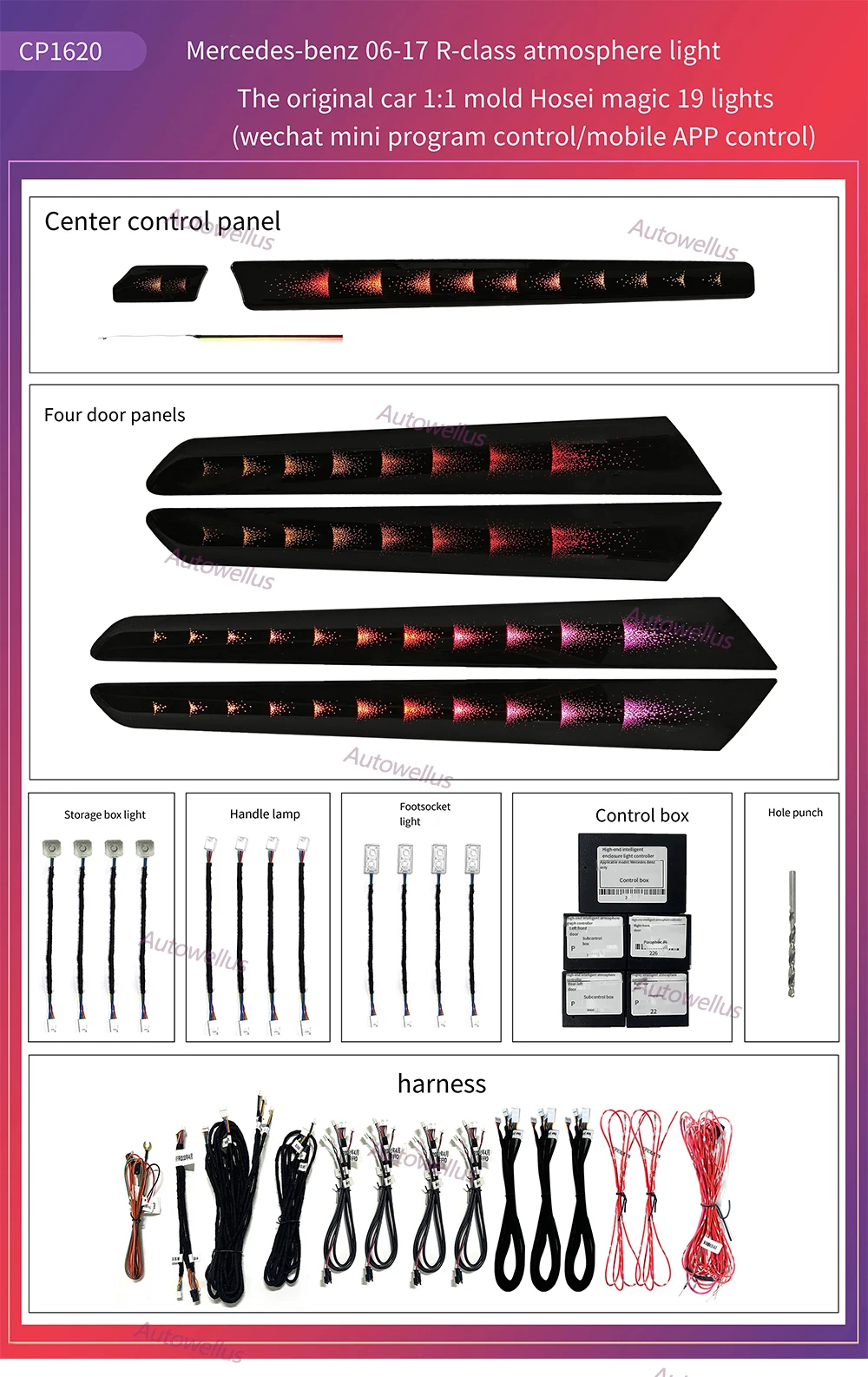 Ambient Light For Benz R class R280 R300 R320 R350 R500 2006-2017 Atmosphere Lamp  Interior Lighting Trim