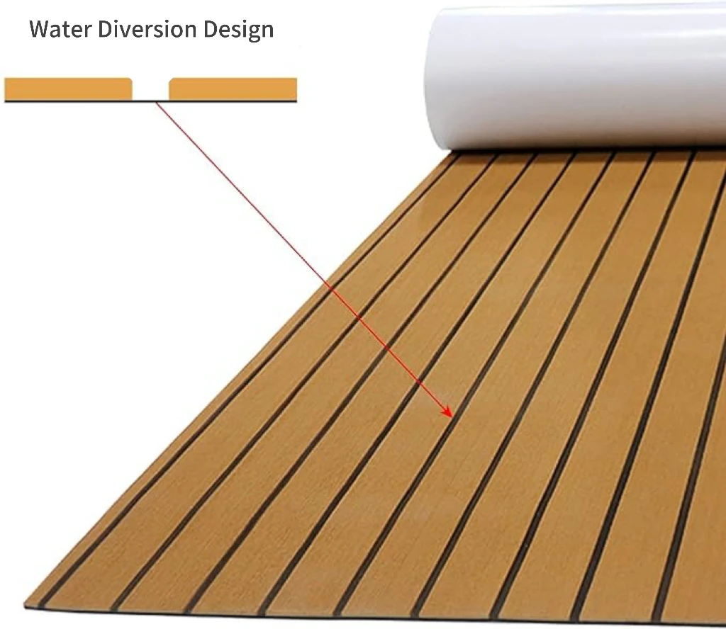 Durable EVA Foam Decking Non-Slip Marine Grip Floor Surfacing Waterproof Artificial Teak Sheet Boat Mat Brushed