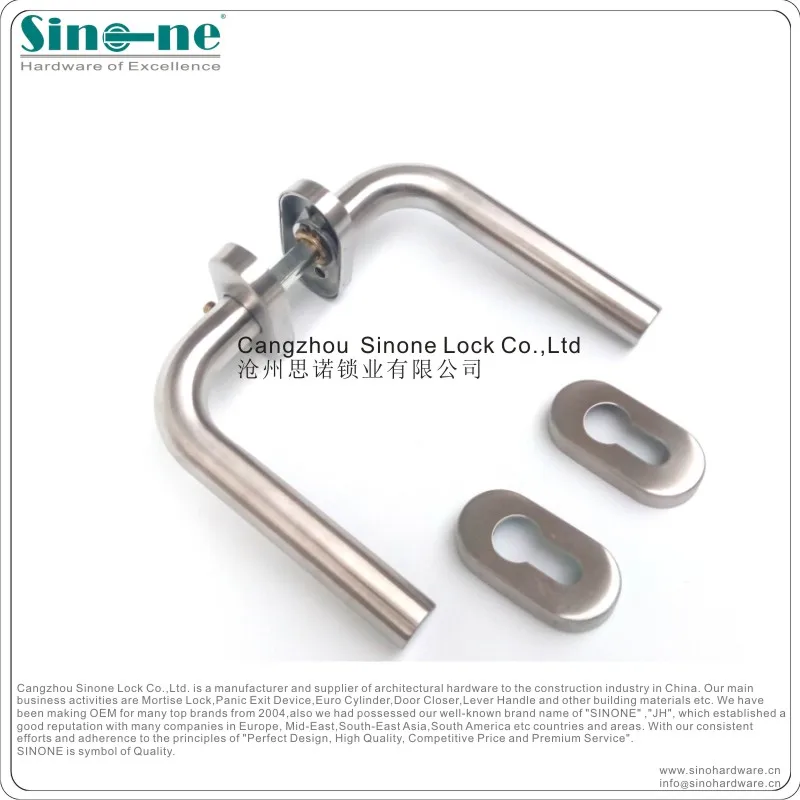 Euro Stainless Steel 304 Lever Handle for Mortise Sash Lock hollow tube with rosette Oval rose fire rated door handle EN1906