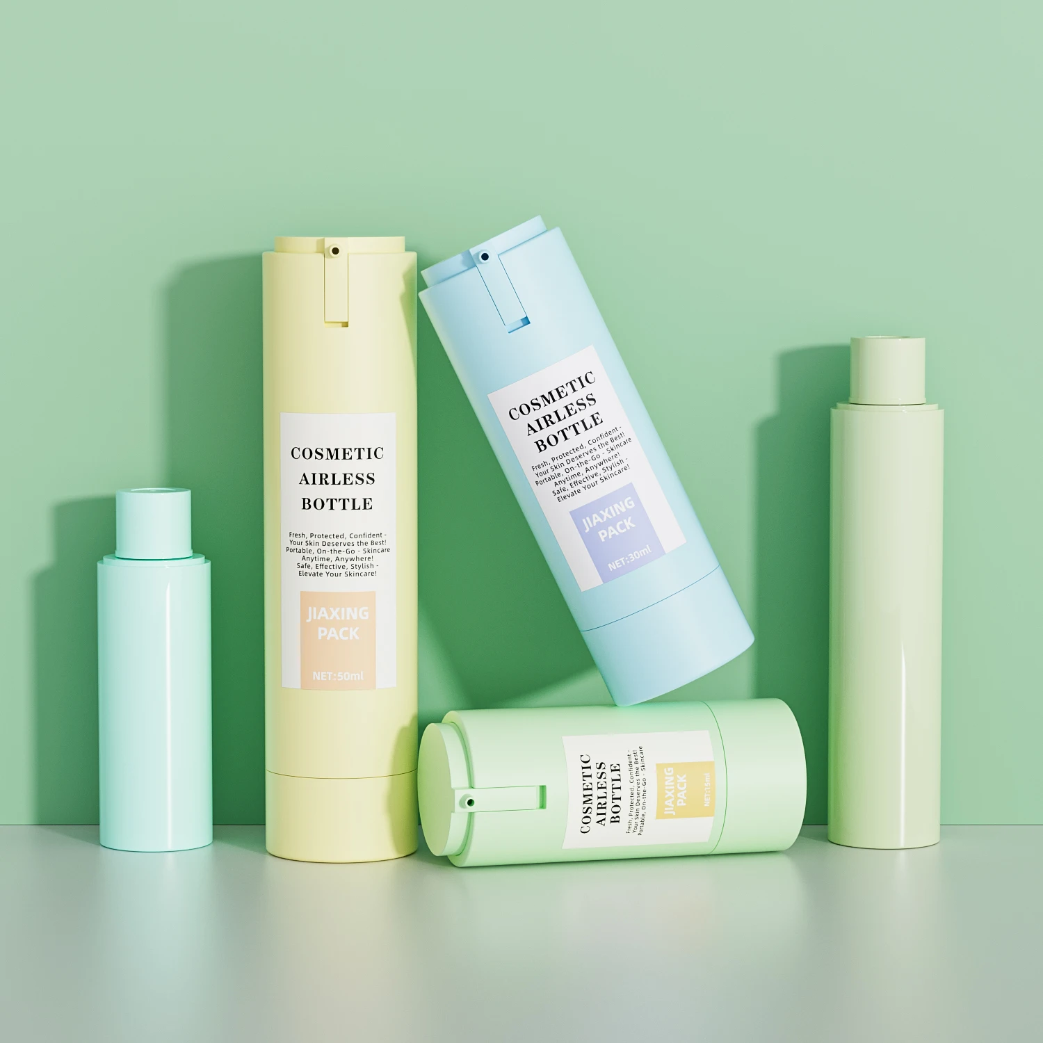 Eco friendly 15 30 50 ml custom refillable plastic lotion pump bottles pp  replaceable refill twist airless cream pump bottle