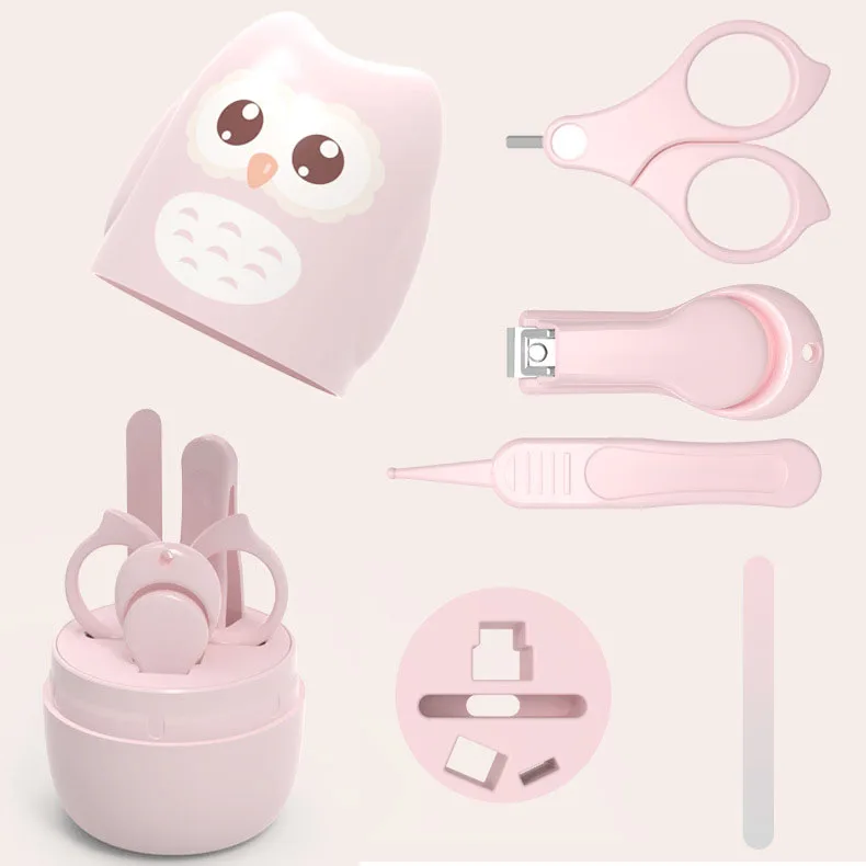 4 in 1 Baby Nail Care Set Finger Toenails Nail File Tweezer Newborn Baby Nail Kit with Cute Owl Shape Case