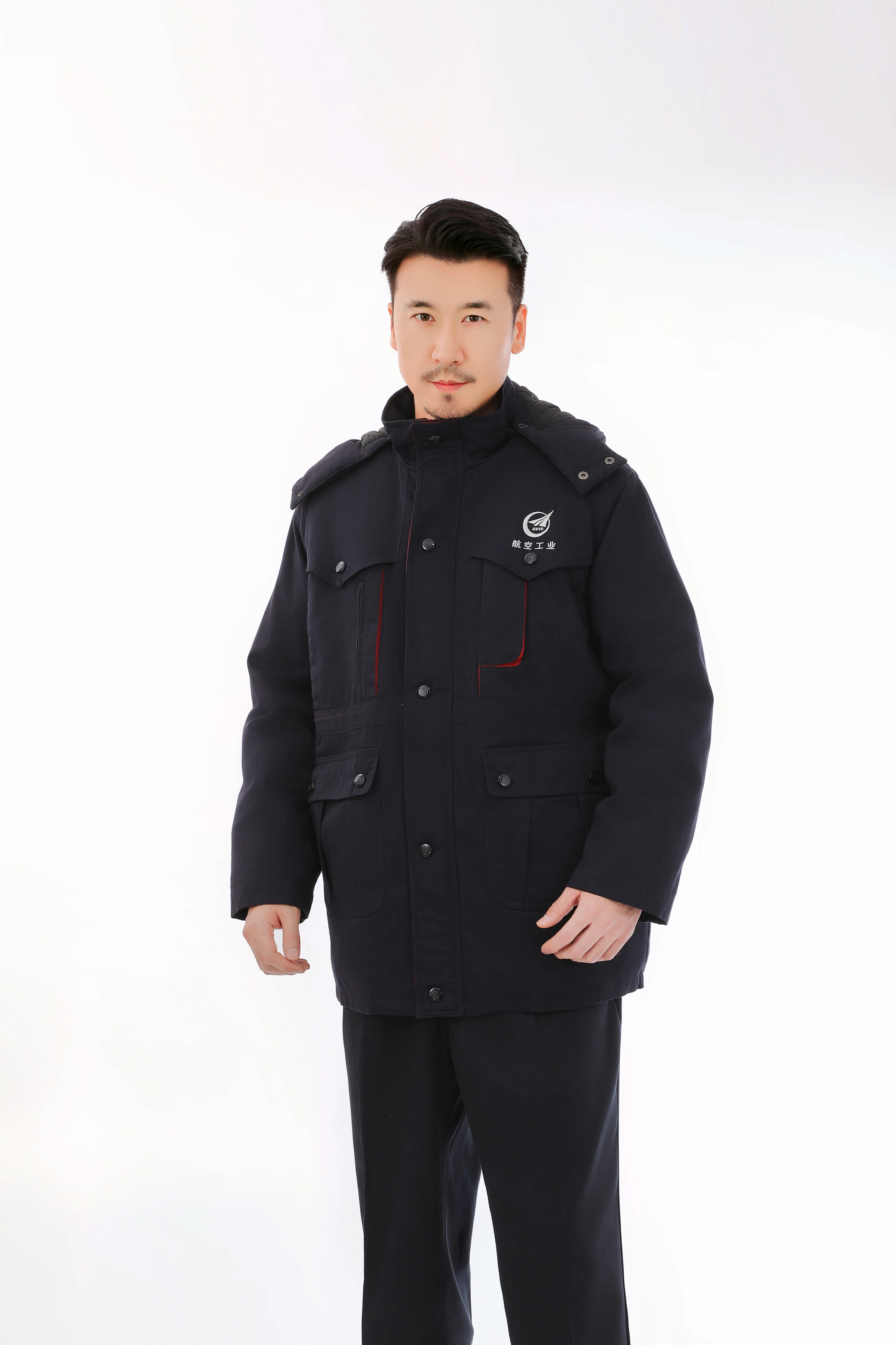Super Warm High Quality Winter Windproof Uniform Suit with Detachable Hood for AERO Industry