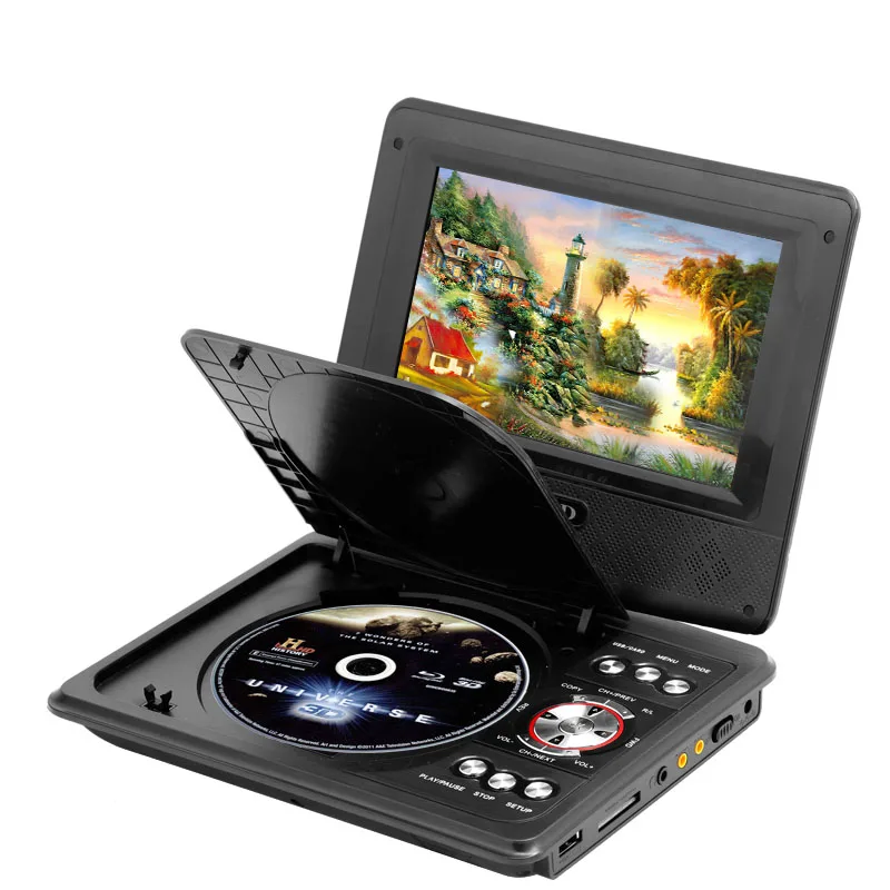 Display high resolution color 7inch TFT LCD screen portable dvd Media player