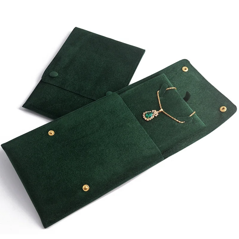 Good quality double snap fastenings plus inner card plate jewelry cloth bag earrings khaki necklace pendant bag
