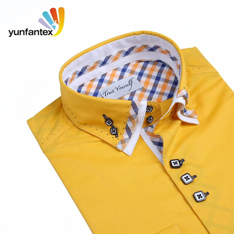 2022 In Stock latest Italian fashion 100 cotton dyed double collar men shirts