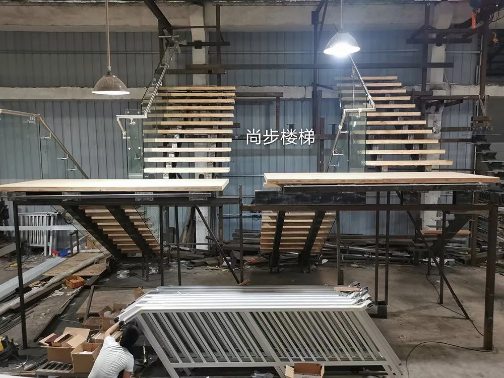 interior stair with tempered glass balustrade solid wood stair handrail dual stringer stair